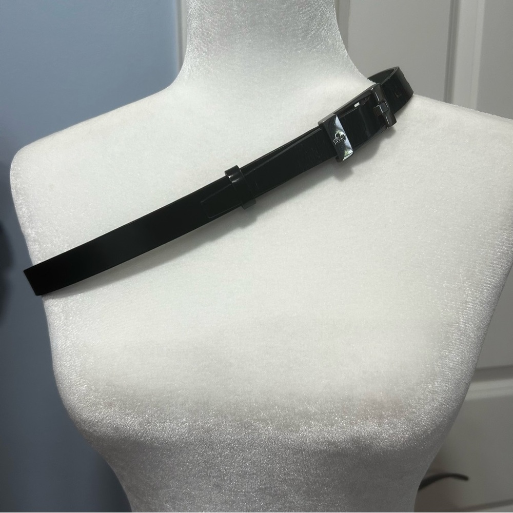 GUCCI women’s skinny black leather belt black size 36x1 inch needs repair help!